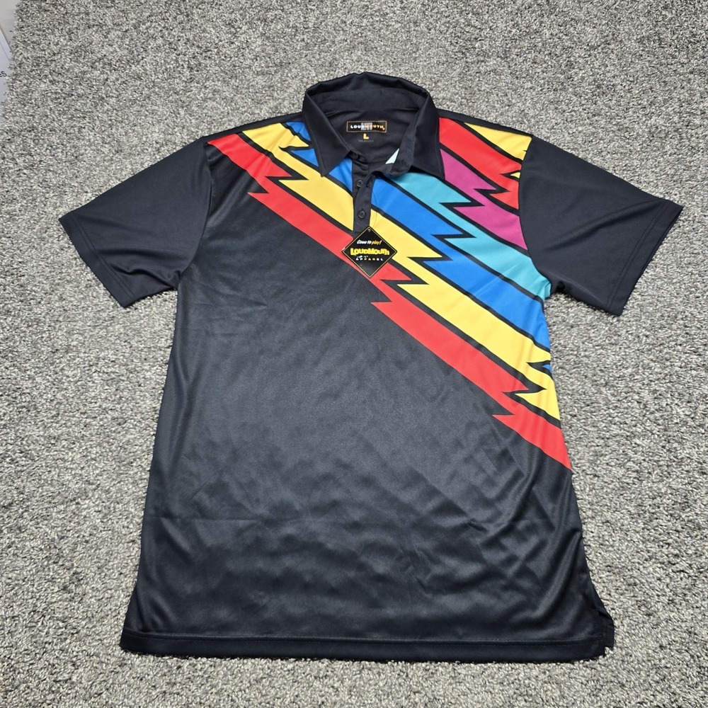 Loudmouth Captain Thunderbolt Golf Polo Shirt Men Size Large NWT